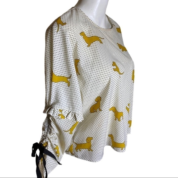 Zara Woman Blouse Dachshund Print Size S - Picture 3 of 7